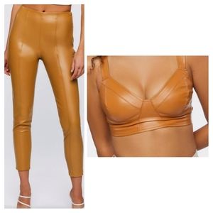 Faux Leather 2 piece pants and top set